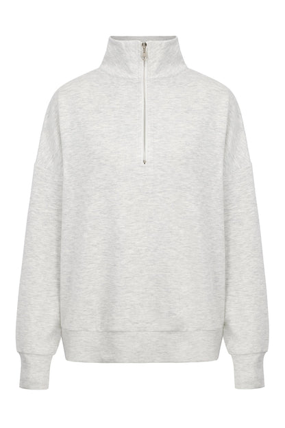 Supersoft Half Zip Sweatshirt Oat Marl - Born Nouli