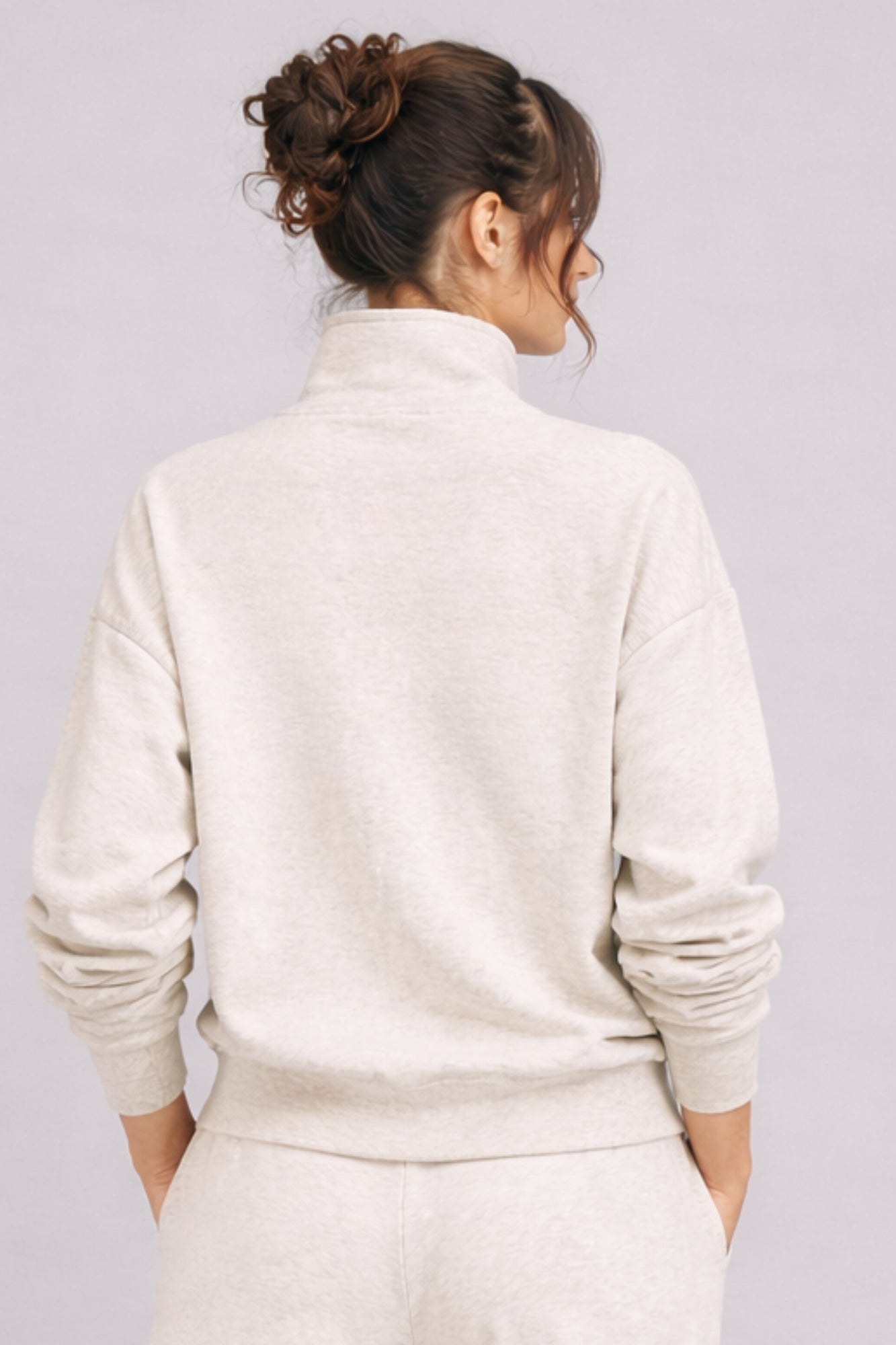 Supersoft Half Zip Sweatshirt Oat Marl - Born Nouli