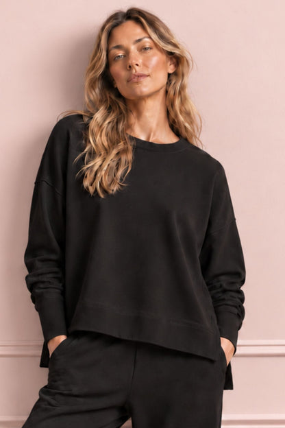 Supersoft Longline Sweatshirt Black - Born Nouli