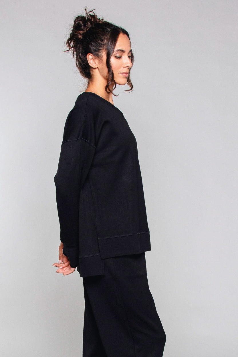 Supersoft Longline Sweatshirt Black – Born Nouli