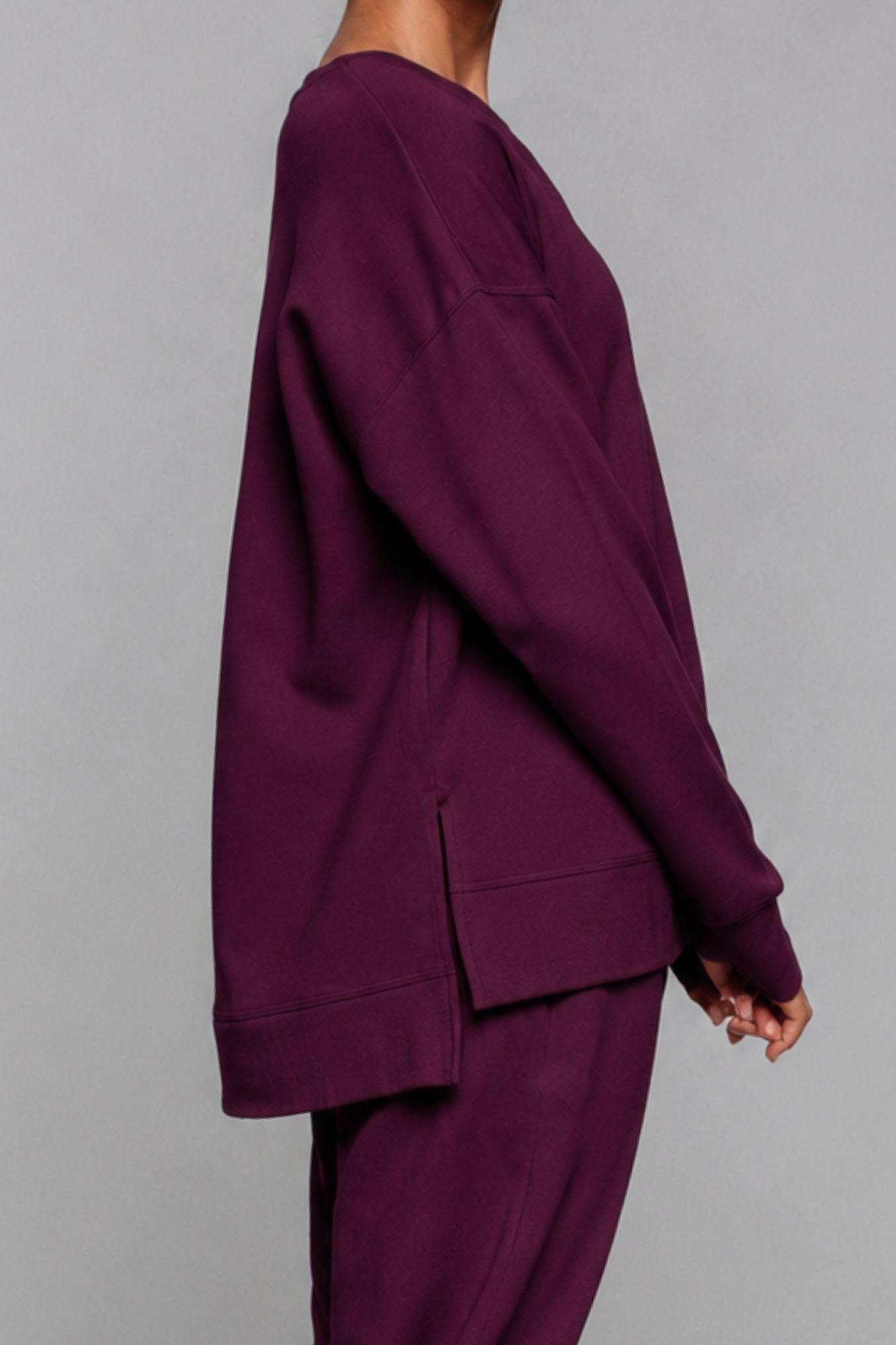 Supersoft Longline Sweatshirt Black Cherry - Born Nouli