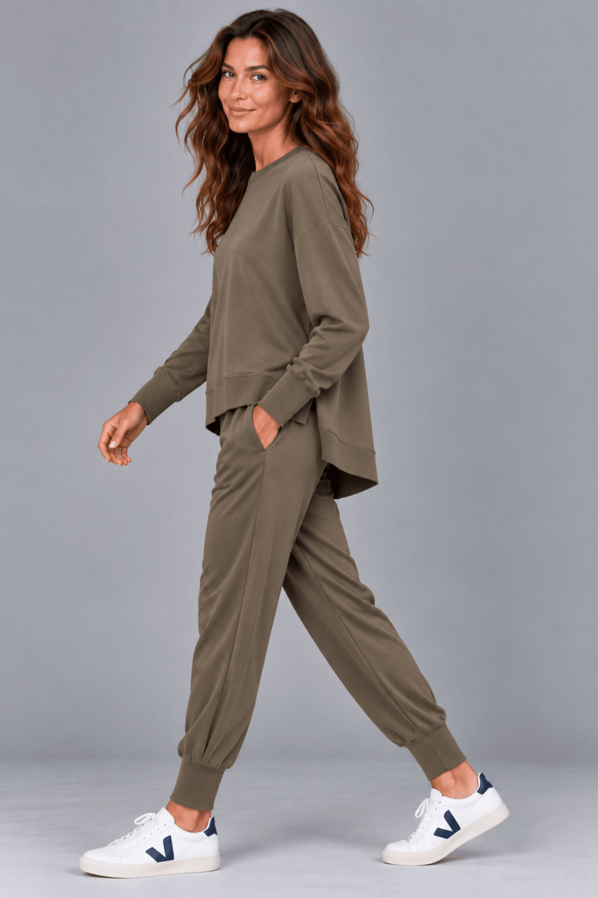 Supersoft Longline Sweatshirt Olive - Born Nouli