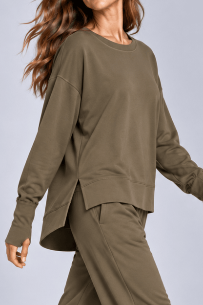 Supersoft Longline Sweatshirt Olive - Born Nouli
