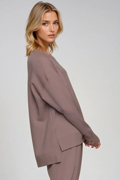 Supersoft Longline Sweatshirt Taupe - Born Nouli