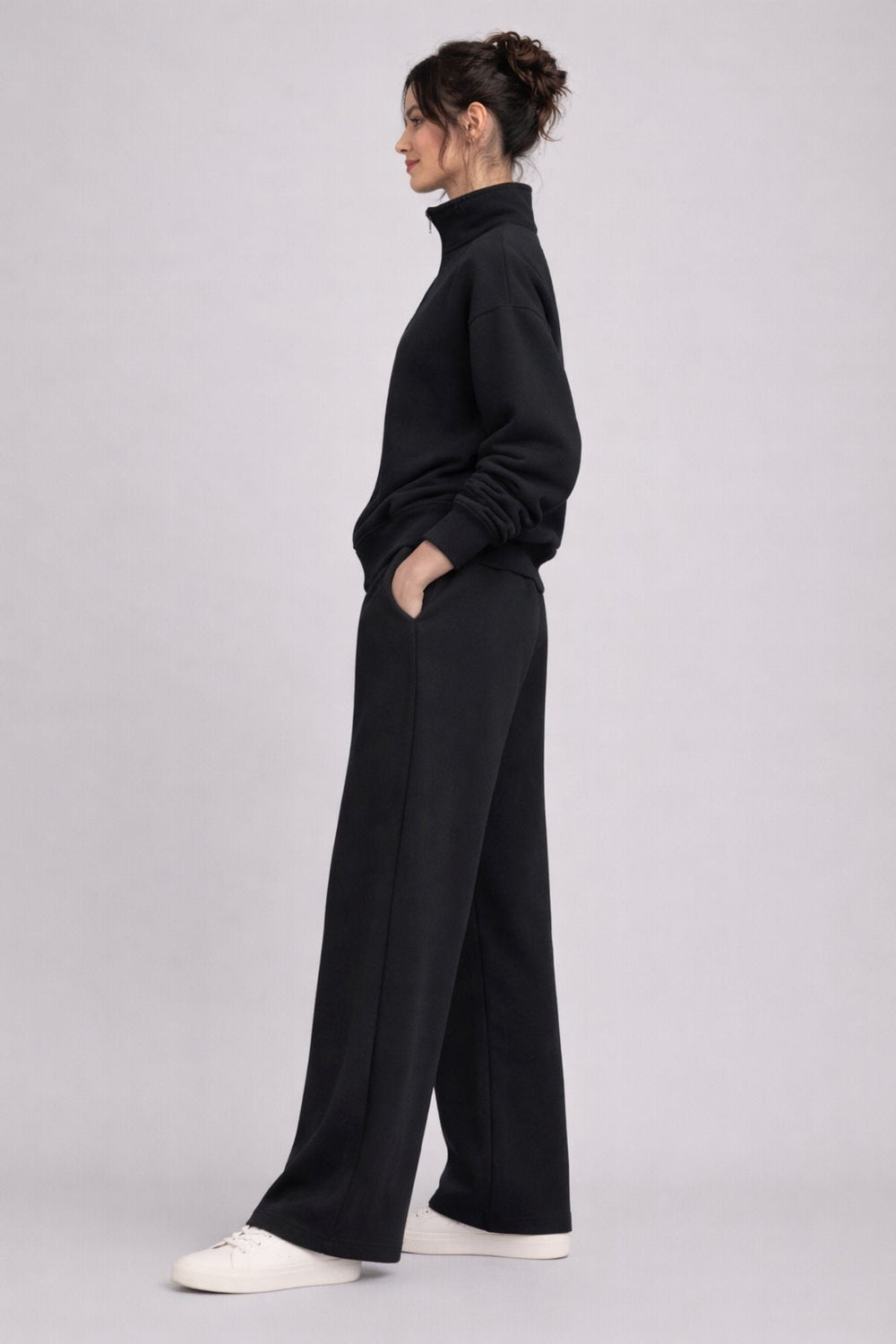 Supersoft Wide Leg Sweatpant Black - Born Nouli