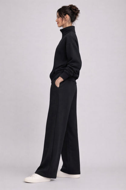 Supersoft Wide Leg Sweatpant Black - Born Nouli