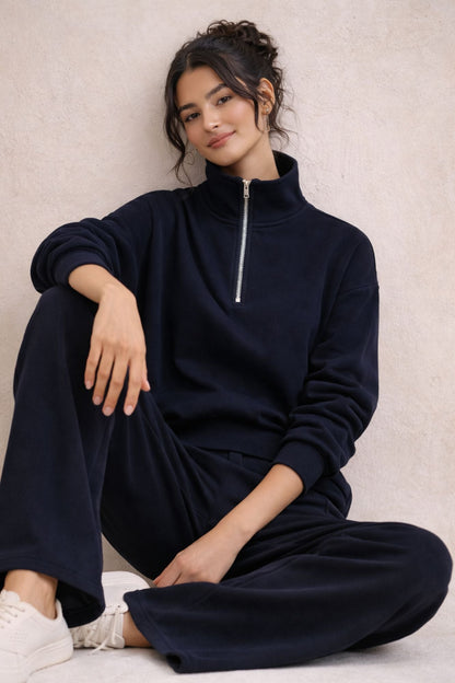 Supersoft Wide Leg Sweatpant Deep Navy - Born Nouli