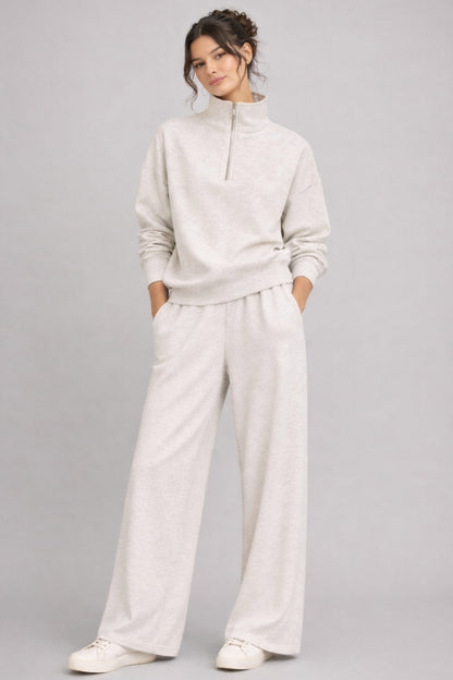 Supersoft Wide Leg Sweatpant Oat Marl - Born Nouli