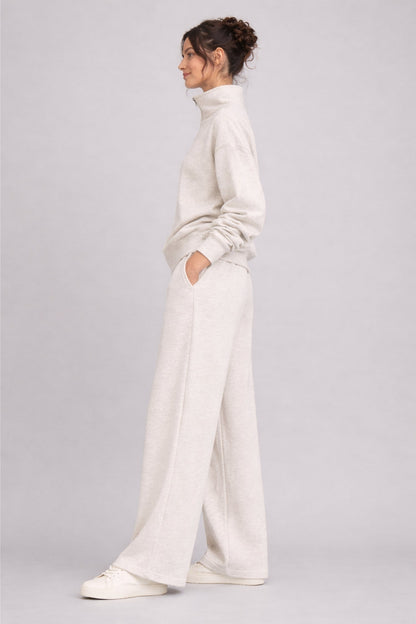 Supersoft Wide Leg Sweatpant Oat Marl - Born Nouli