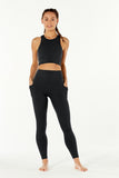 High Waisted 7/8 Length Black Leggings with Pockets by Born Nouli