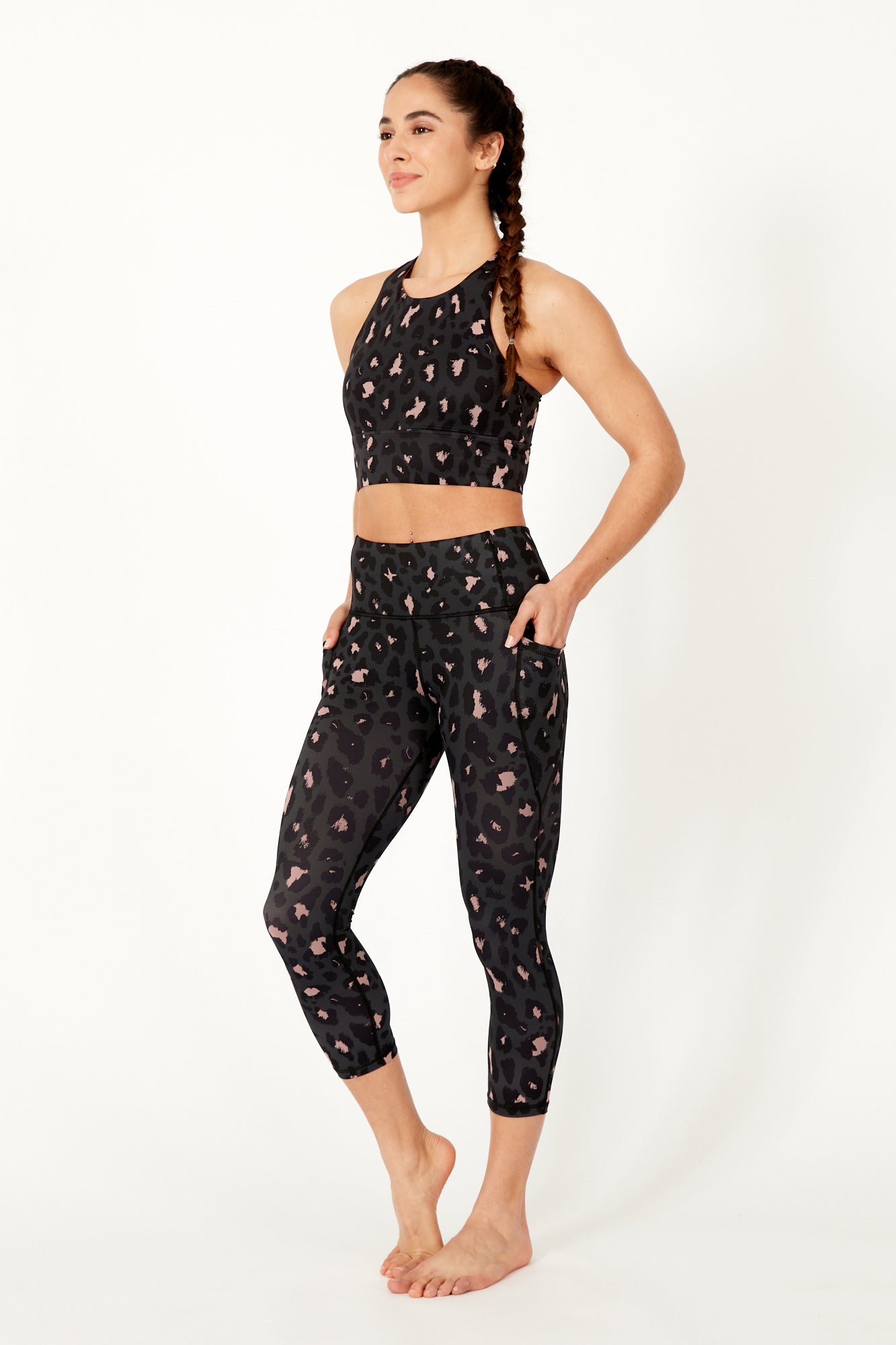 Pieces high waisted leggings in floral print