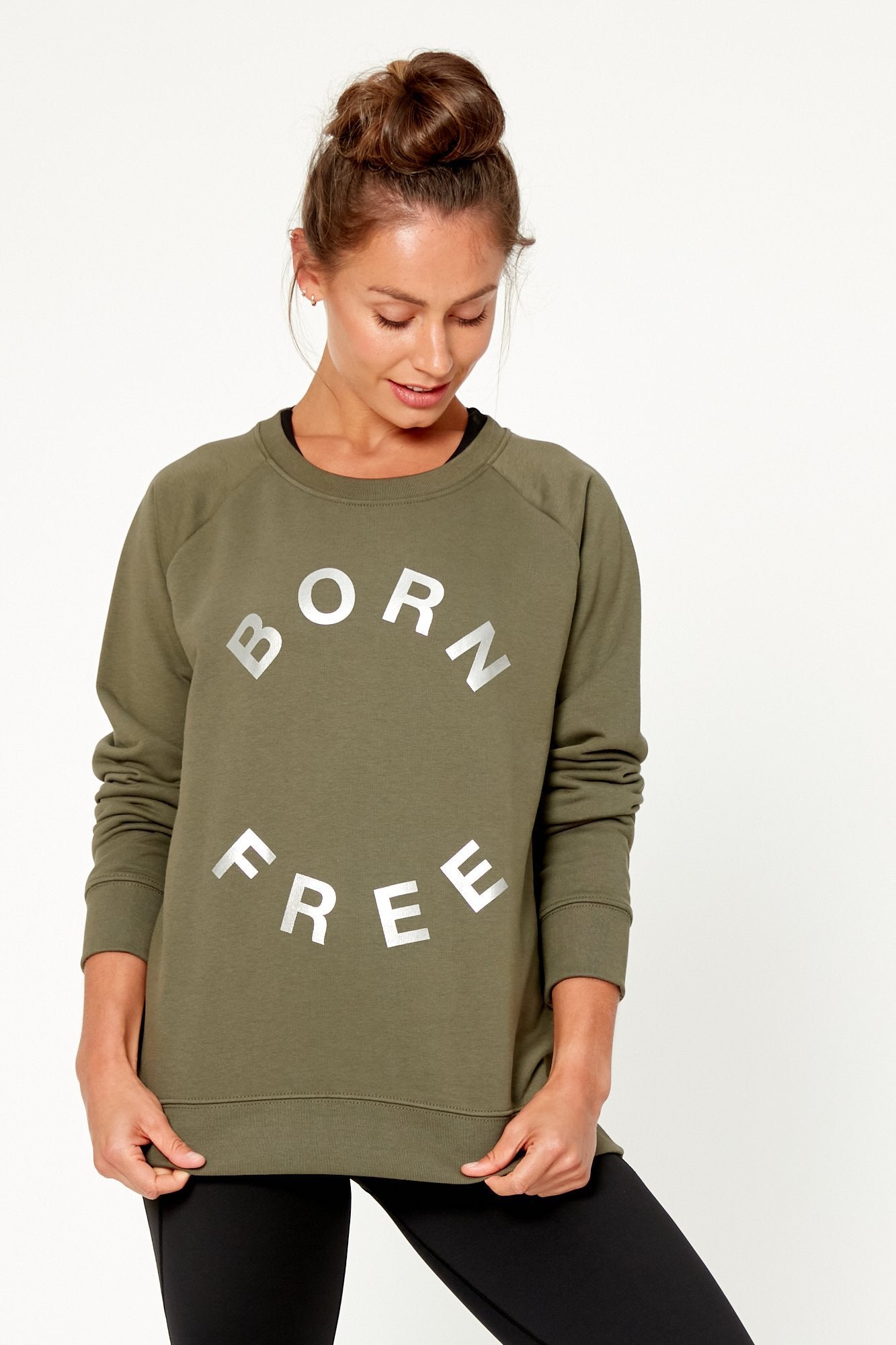 Olive Green Crew Neck Sweatshirt - Fair Wear & Peta Vegan Certified by Born Nouli