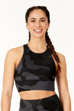 Black Camo Crop Bra for Yoga and the Gym by Born Nouli