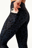 Ink Leopard High Waisted 7/8 Pocket Legging - Born Nouli