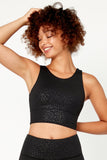 Black Leopard Crop Bra for Yoga and the Gym by Born Nouli