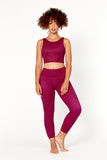 Sustainable 7/8 Length High Waisted Pink Leggings Made from Recycled Plastic Bottles by Born Nouli 
